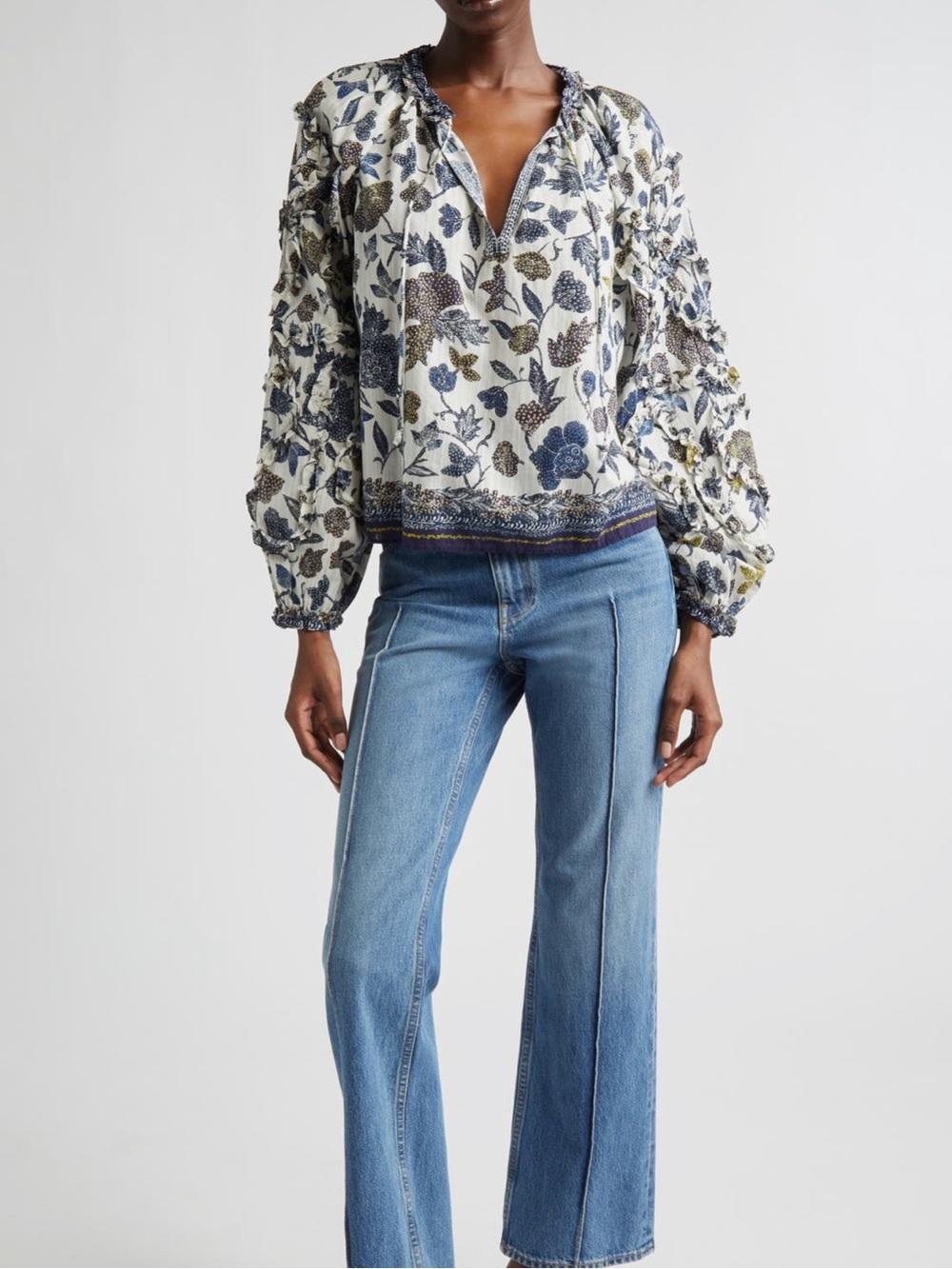 Ulla Johnson Azrou Floral Ruffle Split Neck
Peasant Top Sz 0 but fits up to Sz 6 - Picture 6 of 11